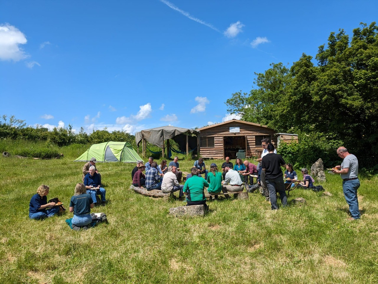 Survey group gathering at Green Heart Ecology day Wishing Tree at Green Heart Space